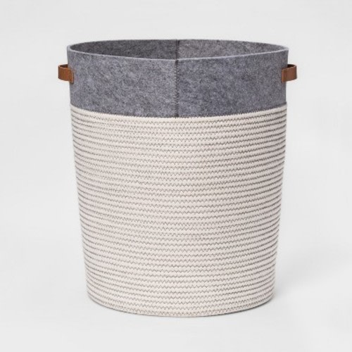 Large Coiled Rope Round Floor Storage Bin Gray - Pillowfort™