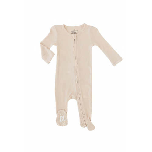 Oatmeal Bamboo Waffle Zipper Footie