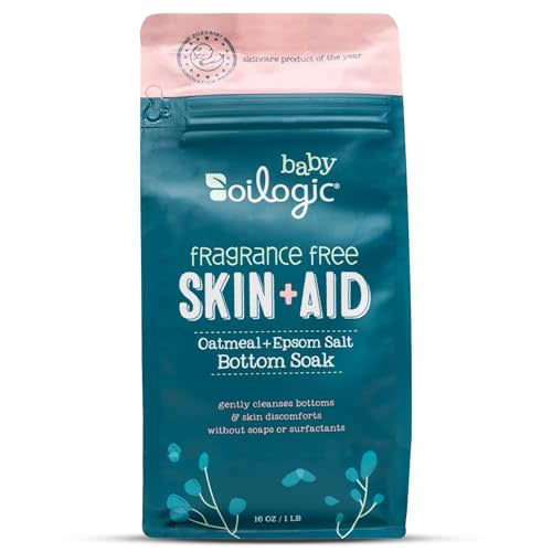 Oilogic Oatmeal Epsom Salt Bath Soak for Babies - Gentle Baby Bath Essentials Soothe & Cleanse Baby Bottoms - Fragrance-Free & Pediatrician-Tested Bathing Skin Care, 16 Oz