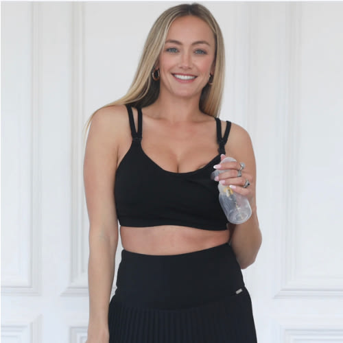 Emily - Medium Support Nursing & Pumping Sports Bra (Noir) – Sweat and Milk LLC