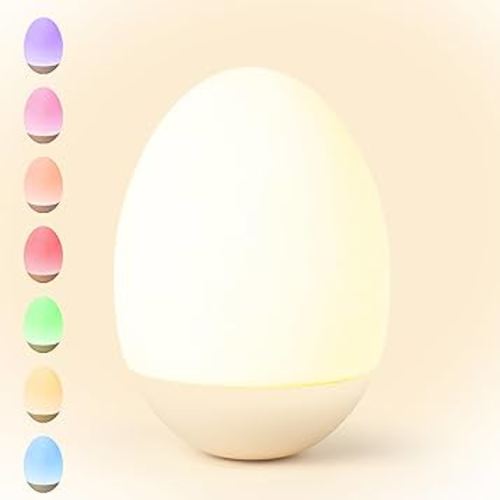 Egg Night Light for Nursery: Baby Night Lights Tap Lamp Stepless Dimming with Warm White and 7 RGB Colors Rechargeable Portable for Infant and Kids Bedroom Breastfeeding Sleep Aid