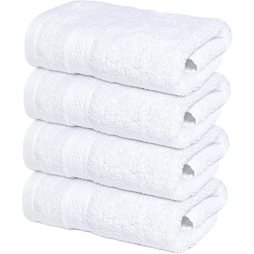 Infinitee Xclusives Luxury Wash Cloths for Showering [13x13] – 100% Cotton Washcloths [Pack of 4], Soft and Absorbent Face Towels for Bathroom Wash Clothes, Gym, and Spa (Brilliant White)