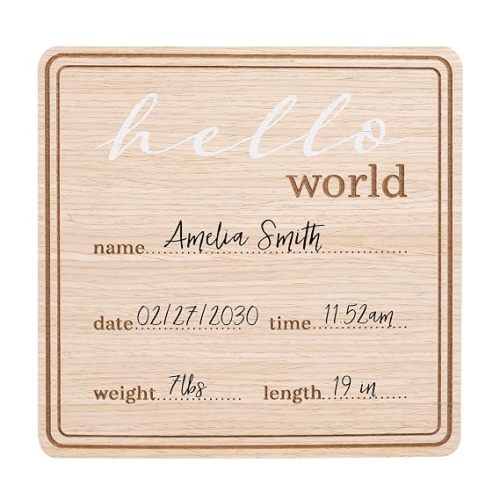 Kate & Milo Baby Monthly Milestone Marker Discs - Classic Cursive Script Wooden Discs with Reversible Photo Props for Baby Announcement and Milestones, Gender-Neutral Gift for Newborn Boy and Girl