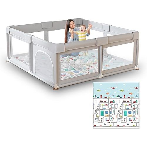 Baby Playpen with Mat Small Playpen for Babies and Toddlers 50 x 50 inch Baby Fence Playards
