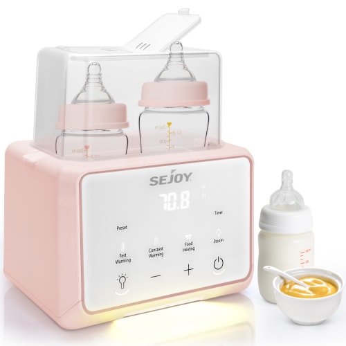 Sejoy Baby Bottle Warmer, Fast Baby Food Heater for Breast Milk and Formula, Steam Sterilizer, Pink