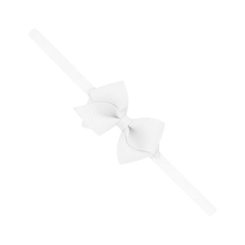 Wee Ones Girls' Wee Sized Grosgrain Bow on Matching Skinny Nylon Band, White
