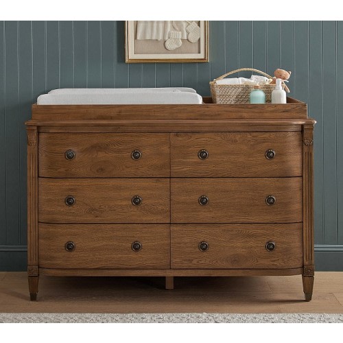 Chris Loves Julia Aged Oak 6-Drawer Dresser & Topper Set