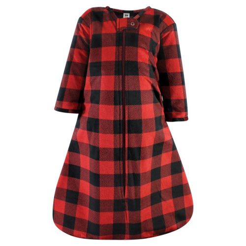 Hudson Baby Long Sleeve Plush Faux Fur Sleeping Bag, Wearable Blanket, Buffalo Plaid, 0-6 Months