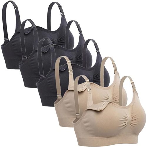 Lataly Womens Sleeping Nursing Bra Wirefree Breastfeeding Maternity Bralette Pack of 5