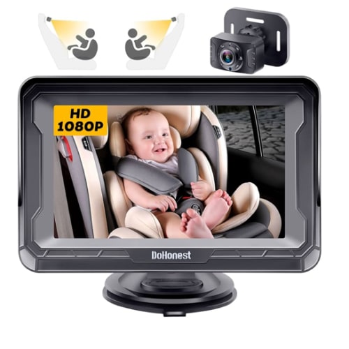 DoHonest Baby Car Camera HD 1080P - Rear-Facing Car Baby Monitor with Night Vision, Adjustable View Angle, Easy Setup, Anti-Glare Display, Safety for Kids & Infants