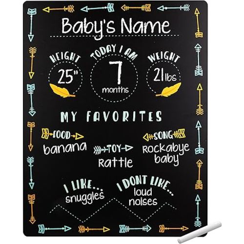 Tiny Idea’s Arrows Baby Milestone Chalkboard, Gender-Neutral Baby Photo Prop, Baby Décor Accessory, Black