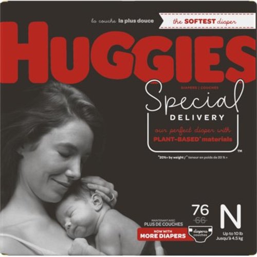 Huggies Special Delivery Hypoallergenic Newborn Diapers, Plant-Based, 76 Ct