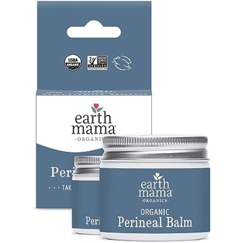 Earth Mama Organic Perineal Balm | Naturally Cooling Herbal Salve for Pregnancy and Postpartum Relief with Witch Hazel & Calendula, Feminine Care Essentials, Benzocaine & Butane Free, 2-FL OZ (2-Pk)