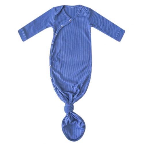 Copper Pearl Baby Gown - Knotted Newborn Sleepers for Baby Boy and Girl, Soft Stretchy Long Sleeve Infant Gowns with Bottom Tie and Hand Mittens, Perfect Hospital Coming Home Outfit (Indigo)