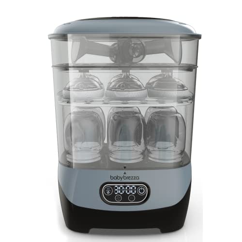 Baby Brezza Baby Bottle Sterilizer and Dryer Advanced – Electric Steam Sterilization Machine – Universal Sterilizing for All Bottles: Plastic, Glass, Pacifiers + Breast Pump Parts- HEPA Filter, Slate