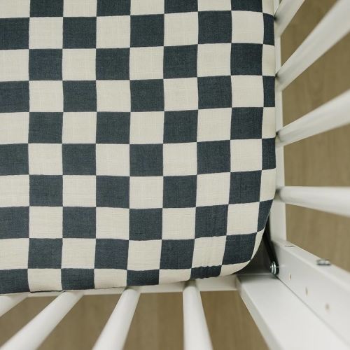 Amazon.com: Charcoal Checkered Muslin Crib Sheet by Mebie Baby, Soft and Breathable Bed Sheets for Babies, Modern Neutral Bedding for Cribs, Standard Crib Mattress Fitted Sheet, Great for Boy or Girl Room or Nursery : Baby