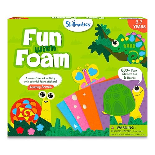 Skillmatics Foam Sticker Art Activity - Animals, Mess-Free Fun for Kids, 800+ 3D Foam Stickers, DIY Felt Craft Kits, Gifts for Boys & Girls Ages 3, 4, 5, 6, 7