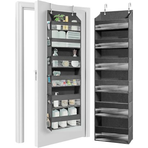 HOMELUX THEORY UPGRADED 6 Tiers Over The Door Organizer Hanging - 100D EXTRA THICK & 50lbs HUGE CAPACITY, 12 Side Mesh Pockets Over The Door Shoe Organizer, Hanging Closet Organizer (Dark Gray, 1pc)