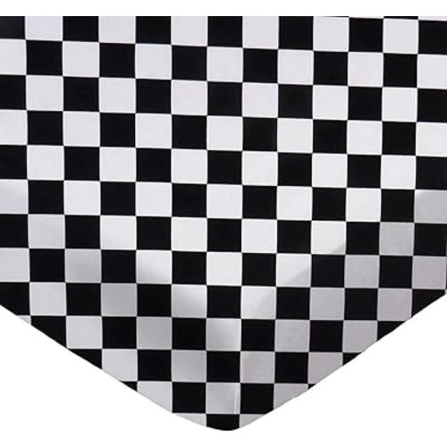 SheetWorld Baby Fitted Changing Pad Cover Sheet 16 x 33 inches, 100% Cotton Woven Sheet, Unisex Boy Girl, Black White Checkerboard, Made in USA
