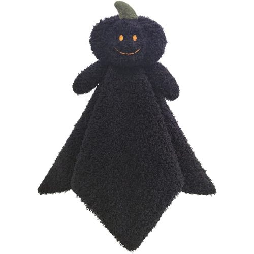 Baby Black Pumpkin Soft Stuffed Animal Security Blanket, Plush Pumpkin Character Lovey Blanket, Baby Shower/Nursery Gift, Newborn Infant Toddler Snuggle Blankie for Boys Girls, 14 Inches