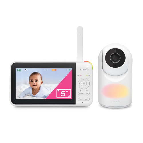 VTech VM5267 5” Digital Video Baby Monitor with Pan and Tilt and Night Light - White, VM5267