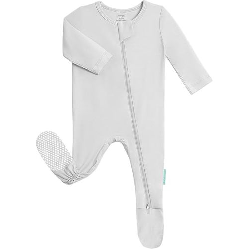PurComfy Baby Zipper Footie Pajamas, Supersoft Bamboo Rayon Baby Footed Pjs Boy Girl 0-3-6-9-18-24 Month Coverall Sleepers