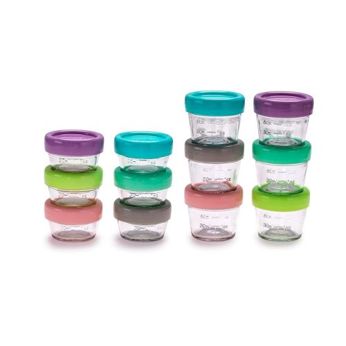 melii Glass Food Storage Jars - 12-Piece Set (6 x 4oz + 6 x 2oz) with Airtight, Leakproof Lids, BPA-Free & Eco-Friendly, Microwave, Freezer, Dishwasher Safe, Containers for Baby Food and Meal Prep