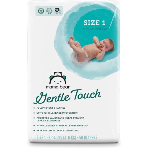 Amazon Brand - Mama Bear Gentle Touch Diapers, Hypoallergenic with Leak Protection, Size Newborn, 120 Count (4 packs of 30)