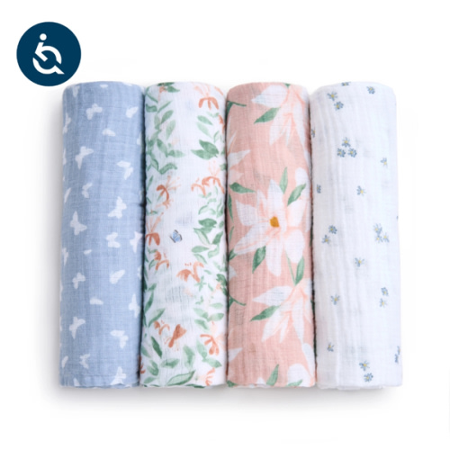 Essentials Cotton Muslin Swaddle 4-Pack in Butterfly Garden | aden + anais