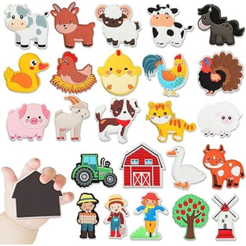 24PCS Farm Animals Refrigerator Magnets for Toddlers 1-3 Kids Cute Rubber Farm Animals Educational Toy Farm Animals Magnets for Fridge Full Back Magnetic Toys for Fridge Whiteboard Baby Gift