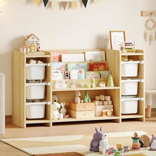 Montessori Storage Shelf with 6 Toy Bins