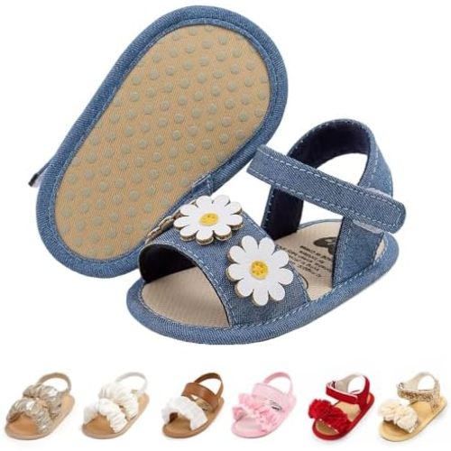 Ohwawadi Baby Boys Girls Sandals Soft Sole Summer Infant Wedding Dress Flat Shoes Beach Sandal Newborn Crib Shoes First Walkers