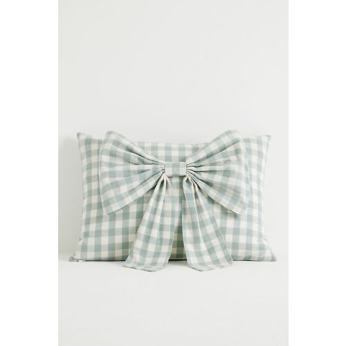 Ana Cotton Gingham Printed Bow Pillow