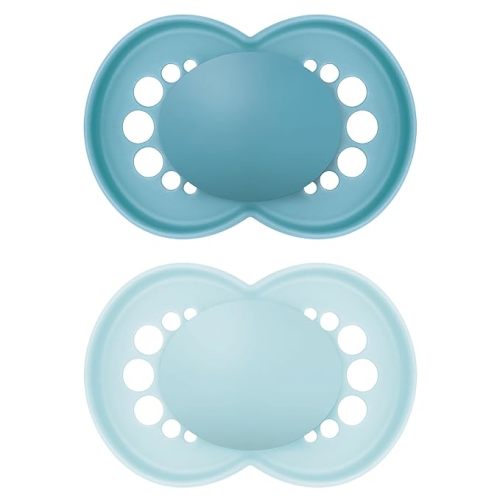 MAM Original Matte Baby Pacifier, Nipple Shape Helps Promote Healthy Oral Development, Sterilizer Case, 2 Pack, 6-16 Months, Boy,2 Count (Pack of 1) - Boy 1 - 6+ months