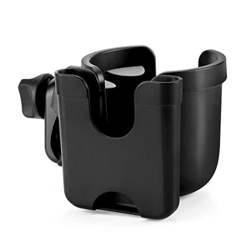 Accmor Stroller Cup Holder with Phone Holder, Bike Cup Holder, Cup Holder for Uppababy Stroller, 2-in-1 Universal Cup Phone Holder for Stroller, Bike, Wheelchair, Walker, Scooter, Black - A-Black