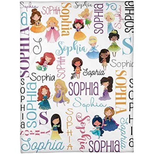 Personalized Princess Baby Blanket - Custom Cartoon Princess Character Baby Blanket, Baby Girl Blankets with Name, Baby Blanket for Girls, Birthday Gifts, Fleece, Sherpa Blanket 30x40 50x60 60x80