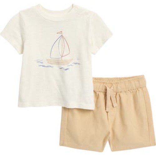 Graphic T-Shirt & Drawstring Shorts Set, 6M