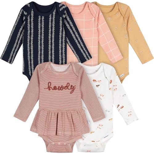 Gerber Baby Girls' 6-pack Long-sleeve Onesies Bodysuits