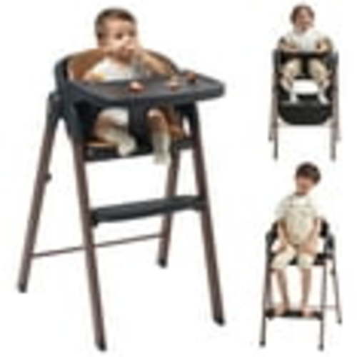 KUB Foldable High Chair for Babies and Toddlers, Adjustable & Easy Clean, Black