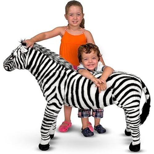 Melissa & Doug Giant Striped Zebra - Lifelike Stuffed Animal (nearly 3 feet tall)