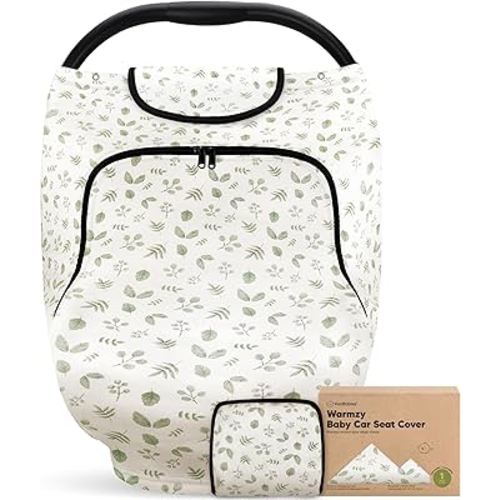 Car Seat Cover for Babies - Baby Car Seat Canopy for Spring, Autumn, Winter - Universal Stretch Fit Car Seat Cover for Babies, Boys, Girls - Breastfeeding Nursing Cover - Infant Carseat Cover (Laurel)