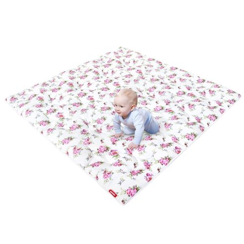 Baby Play Mat | Playpen Mat - Large Padded Tummy Time Activity Mat for Infant & Toddler, Floral