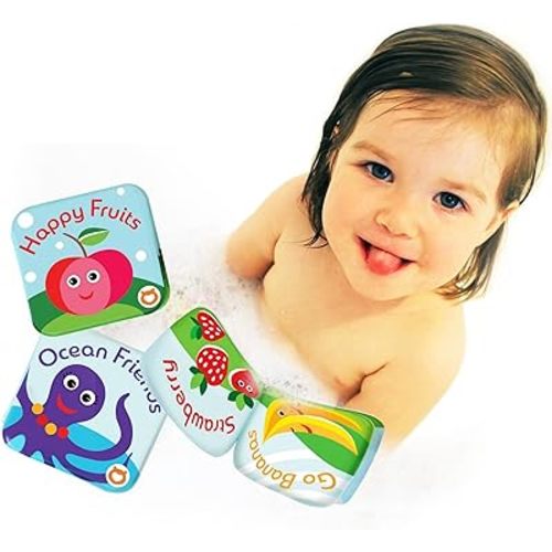 Floating Baby Bath Books - Bath Books for Babies, Infants - Waterproof, Mold-Free Bath Toys for Learning & Early Education (Set of 2 - Fruits & Sea Animals)