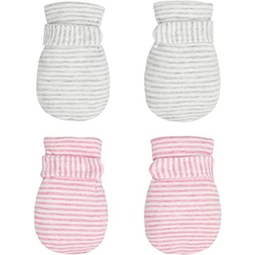 Newborn Baby No Scratch Mittens Stay On, 100% Cotton Breathable, Adjustable Infant Gloves for Baby Boys Girls Mittens