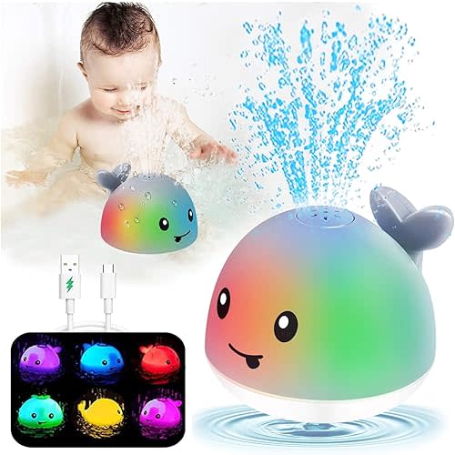 Pool Water Toys for Toddlers 1-3 - Light Up Baby Bath Toys 6-12-18 Months, Water Table Accessories, Mold Free Rechargeable Bathtub Toy, Best Gifts for 1 2 3 Year Old Boys Girls 1st Birthday Gifts