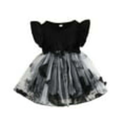 TAIAOJING Toddler Girls Princess Dress Baby Girl Butterfly Dress Sleeveless Ribbed Patchwork Tulle Tutu Dresses Kids Sundress A-Line Sundress 12-18 Months