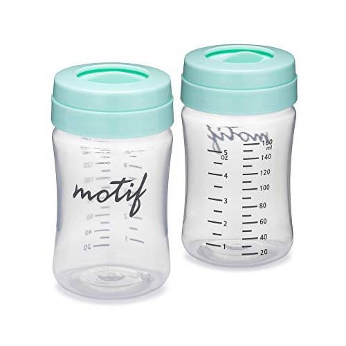 Motif Medical, Breast Milk Storage and Collection Bottles with Sealing Disc, BPA-Free Plastic, Compatible with Motif Medical Luna Breast Pump - Pale Green