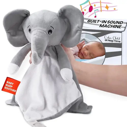 Musical Baby Lovey Elephant - White Noise & Lullaby Plush - Calms Fussy Babies, Reduces Night Wakeups & Helps Toddlers Sleep Longer – Proven Sleep Aid - BPA-Free, Machine Washable, Newborn Gift