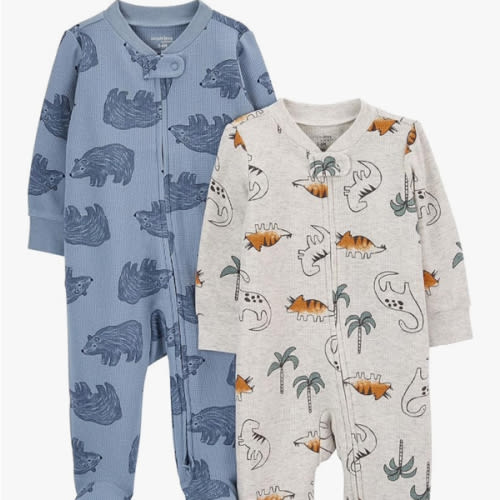 Simple Joys by Carter's Baby Boys' 2-Pack 2-Way Zip Cotton Footed Sleep and Play