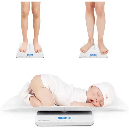MomMed Baby Scale, Multi-Function Toddler Scale, Baby Scale Digital, Pet Scale, Infant Scale with Hold Function, Blue Backlight, Weight and Height Track